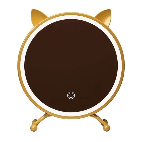 adjustable three levels light and mirror angle Desktop Smart LED cat ear make-up mirror light (WH-MR-94)
