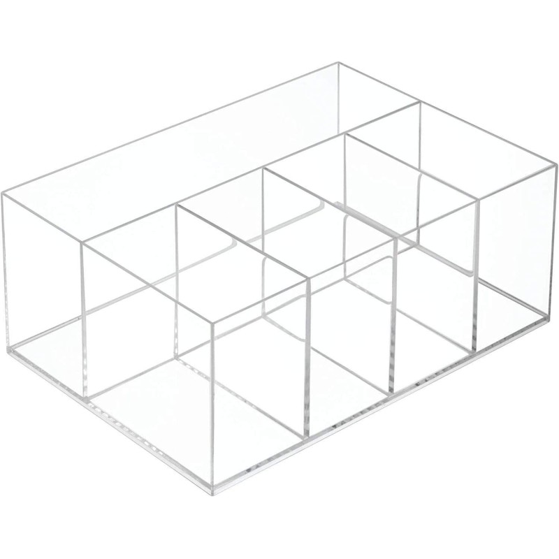 Custom Clear Acrylic Makeup Organizer Box Rectangle Divided Storage Container for Cosmetics Multifunctional Design