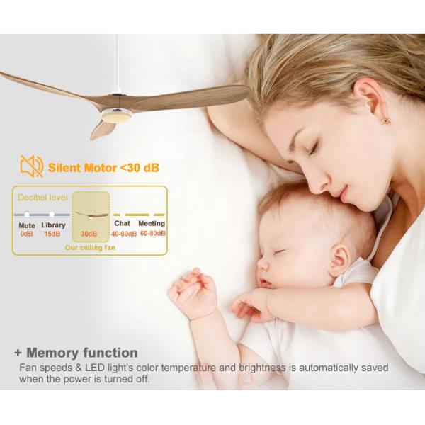 1stshine Ventilador de teto de lâminas de madeira com luz e temperatura de cor de 3000k/4000k/6000k