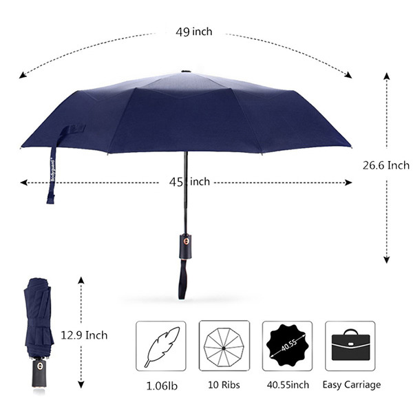 Lightweight Windproof Umbrellas 10 Ribs Automatic Opening And Closing Umbrella