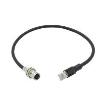 Conector de cabo ethernet impermeável protegido M12 da rede ao conector Rj45