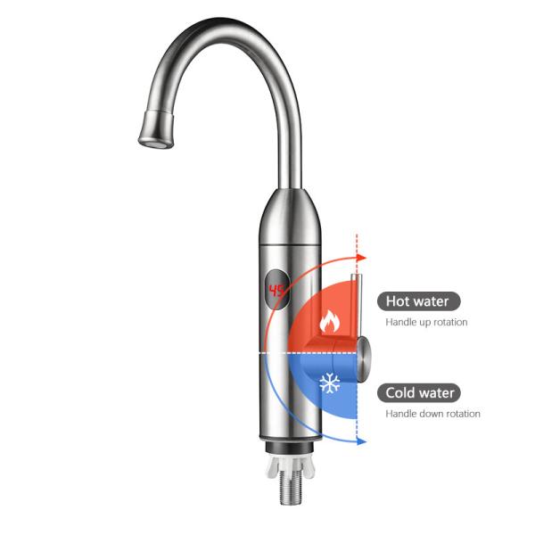 Kitchen Bathroom 304 Stainless Steel Instant Electric Heating Tap With Digital Display
