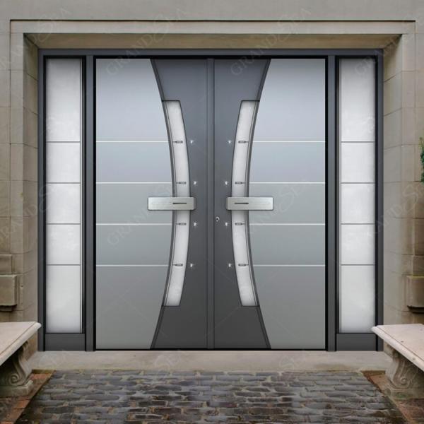 Contemporary Style Heavy Duty Burglar Proof Stainless Steel Exterior Front Main Entry Security Doors With Sidelights