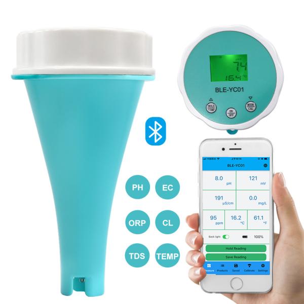 スマート ブルートゥース プール 水検査器 6 イン 1 PH/EC/TDS/ORP/CL/Temp Meter プール水道用