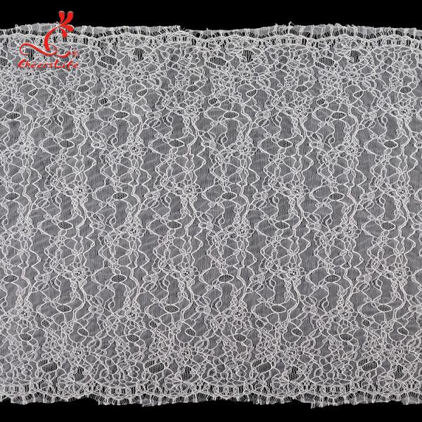 High quality White nylon lace fabric for long dress
