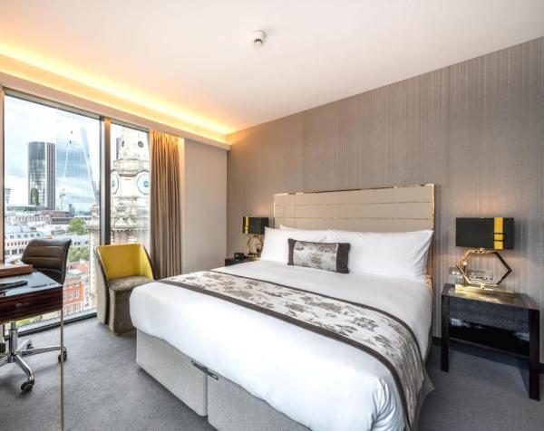 Melaka light luxury hotel room design of guestroom furniture by Stainless steel leather headboard bed with fashion table