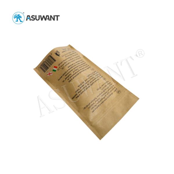 Smell Proof Custom Printed Kraft Paper Bags , Brown Paper Zip Lock Bags For Coffee