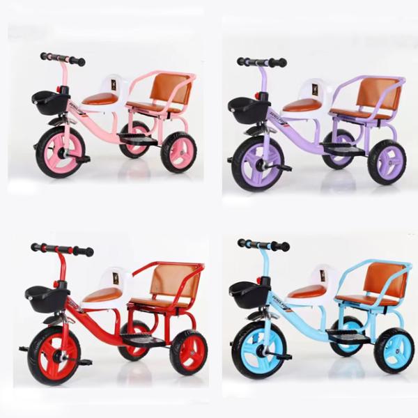 Bicicleta infantil al aire libre 2023 Triciclo doble con manillares de carga rápida y cesta grande
