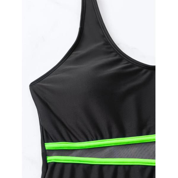 Stitching Black Sexy Bikini Gauze High Waist One Piece Bikini Women'S Swimsuit