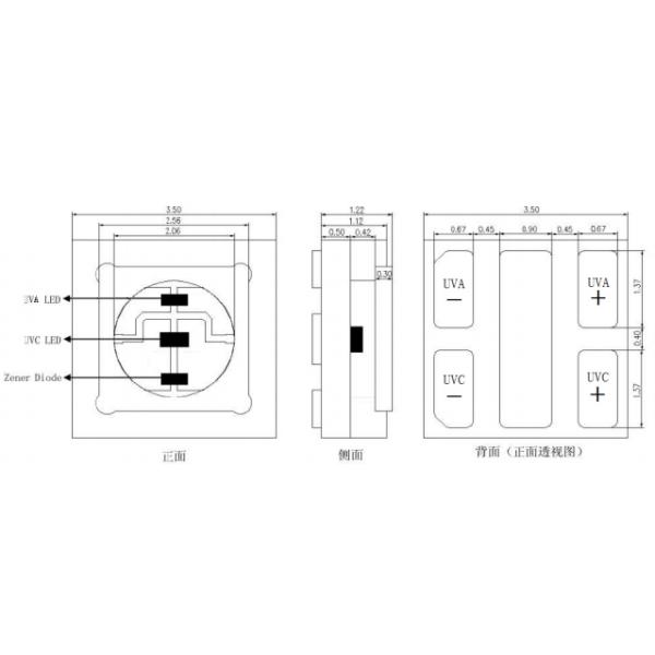Узкий обломок 0.5W 6-8mW 20-40mW СИД длины волны 265-285nm 395-405nm UVAC SMD