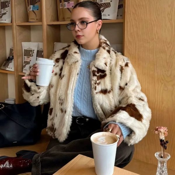 Women’s Cow Faux Fur Jacket