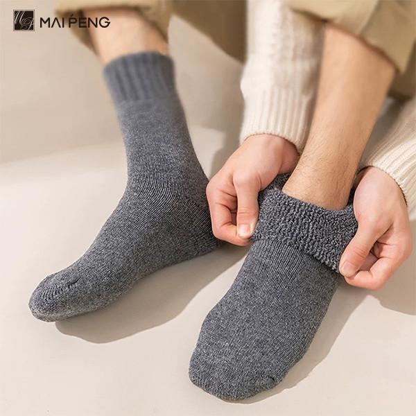 Thick Warm Cozy Solid Color Wool Socks Terry Winter Crew Socks