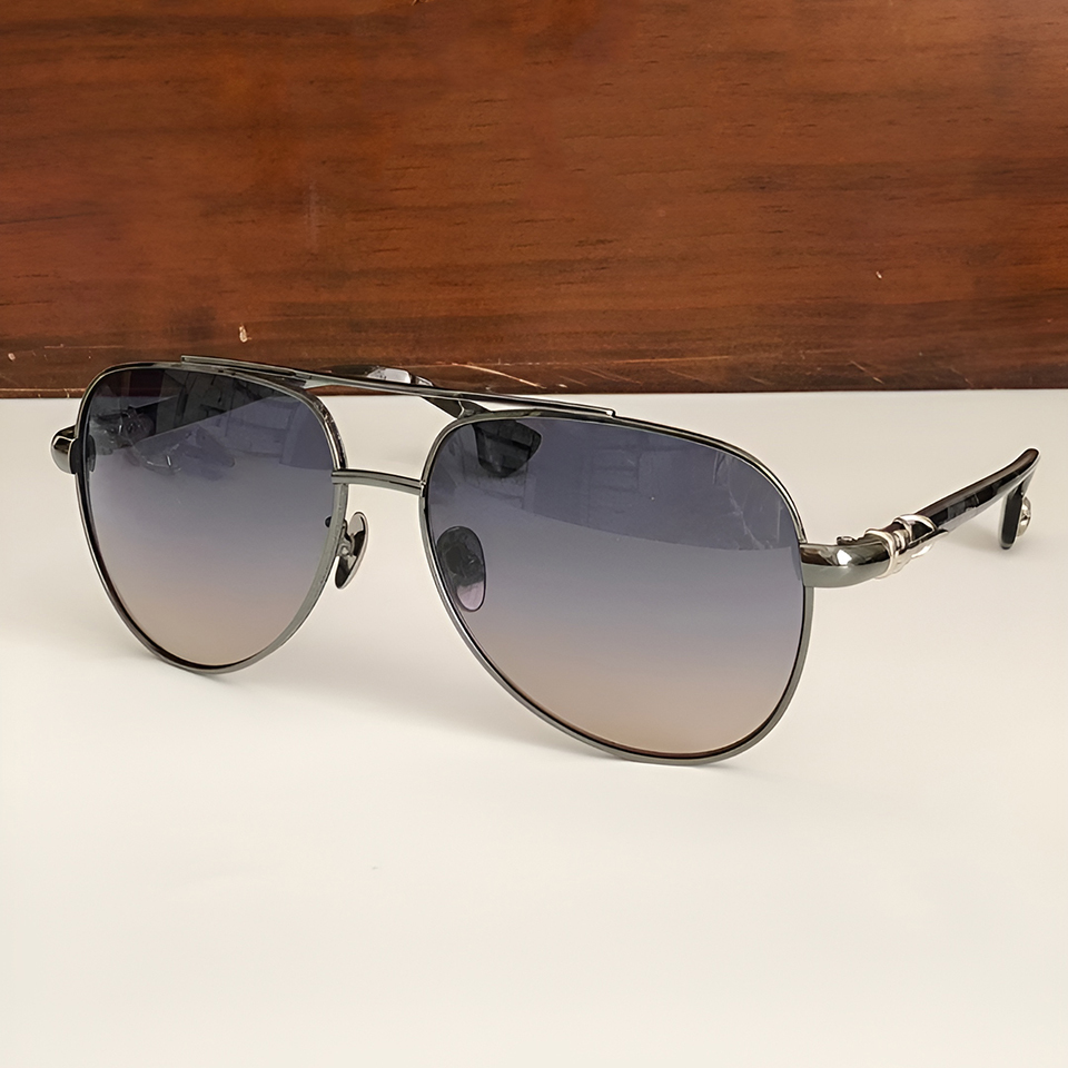 Trendy New Model Gradient Red Blue Pilot Acetate Business Cool Men's Customized Logo Wholesale Online Special Retro Sunglasses