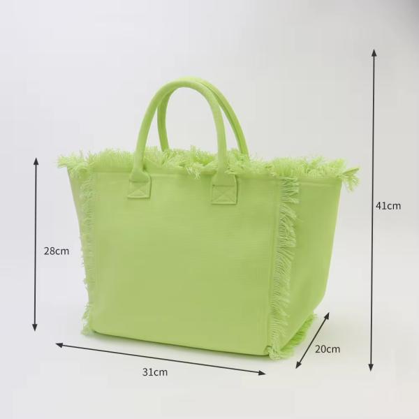 Newest Fashinable Keymay Tassel Fringe Large Canvas Tote Bag with Two Handles/Straps