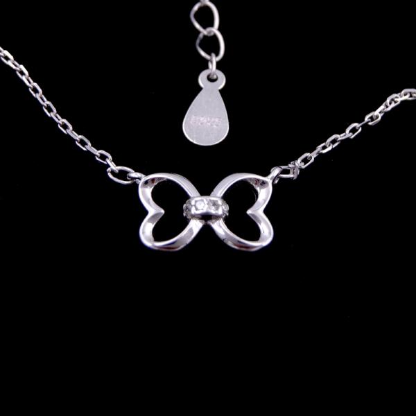 Insect Shape Double Butterfly Necklace 3D Design For Girls In 925 Sterling Silver