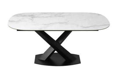 Tabela de jantar cerâmica de 1700*900mm com base metálica preta de tipo fixo
