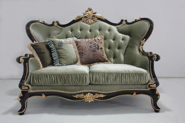 Green Executive Classic Wooden Antique Sofa Set One Seater Leather Couch