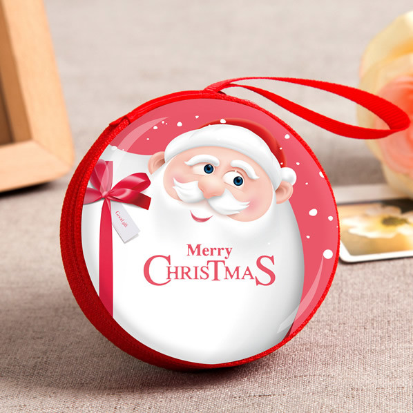2018 Christmas promotional gifts zipper closure round tin wallet small mini metal tinplate coin box Promotional items