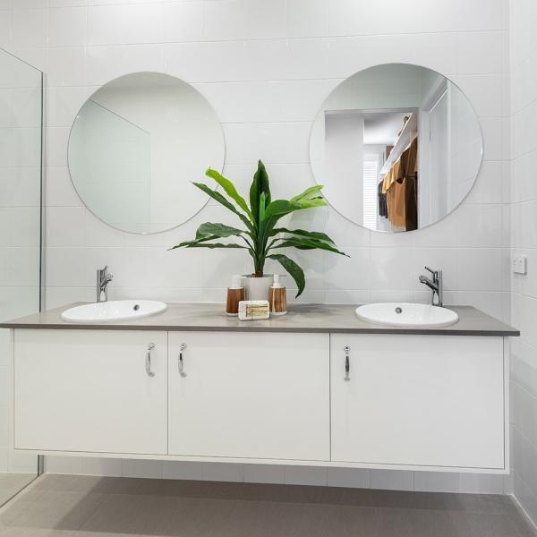 Matte Wall Mounted Bathroom Vanity White Plain Melamine Bathroom Cabinet With Quartz