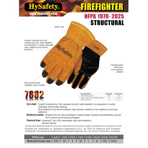 NFPA 1970(1971) Structural Firefighter Gloves Cowhide 3D Roll Over Tips Fireman Gloves