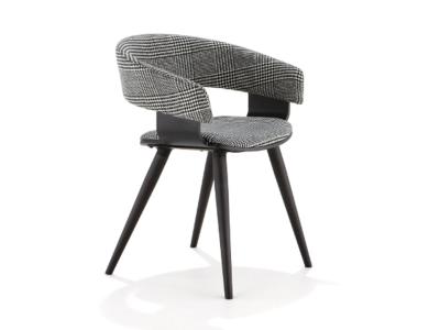 Mollie 4 Leg Timber Fiberglass Arm Chair Upholstered Seat And Back Two Tone Upholstery