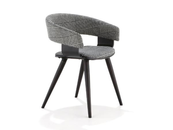 Mollie 4 Leg Timber Fiberglass Arm Chair Upholstered Seat And Back Two Tone Upholstery