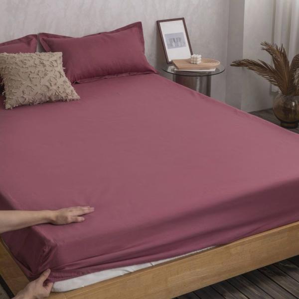 Washable Solid Pattern Type Polyester Fiber Fitted Sheet for Simple Style Bedspread