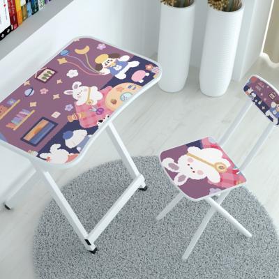 Foldable MDF Board Wooden Metal Furniture Children Table And Chair Set
