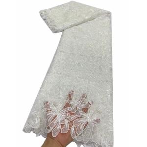 Export African White Lace Fabric Sequin Embroidery Bridal Lace african Guipure