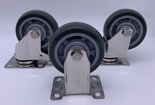 Roulette rigide de plat de bande de roulement d'unité centrale de fourchette d'acier inoxydable 3 pouces