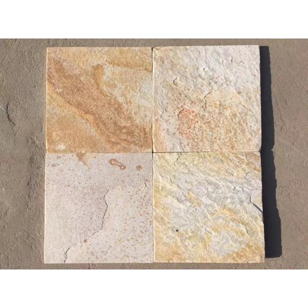 Natural slate culture stone sawn cut split China yellow beige color