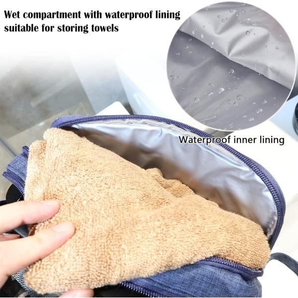 Navy Blue Water-resistant Toiletry Organizer Dopp Kit Travel Bag for Traveling Accessories Toiletries