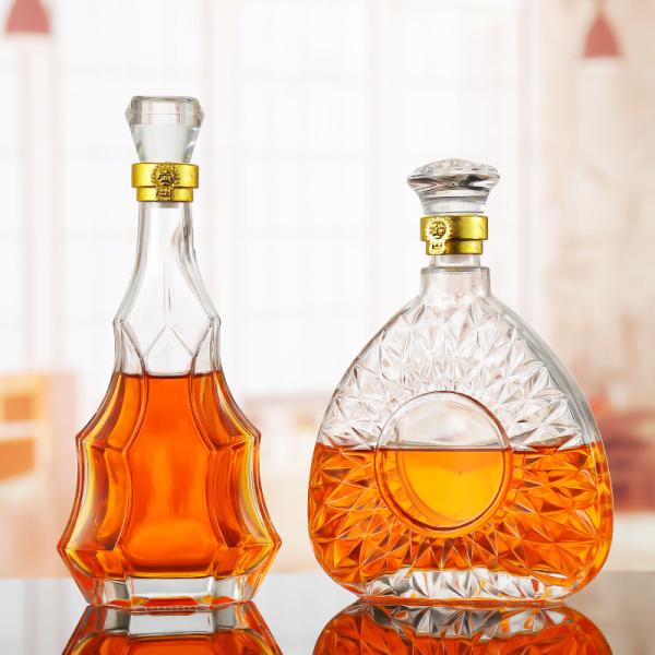 750ml White Glass Material Unique Shape Cherry Wine Glass Bottle for Liquor in Europe