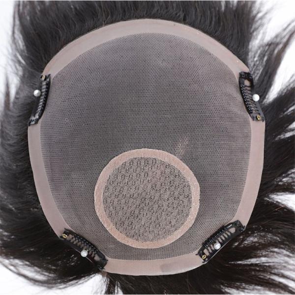 Left Design Swiss Lace Base Men's Toupee with Thin Skin Openings and 100% Human Hair