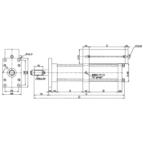 resistencia hidráulica de la presión del aceite del cilindro 30MPa del aumentador de presión del aire temporario doble de potencia de salida 3T de 63m m