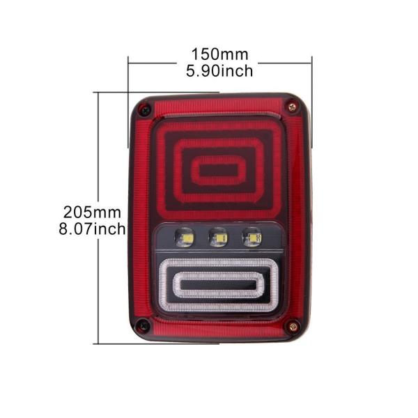 Back Up LED Tail Lights Shock Resistant Clear PC Cover Durable Black ABS Housing