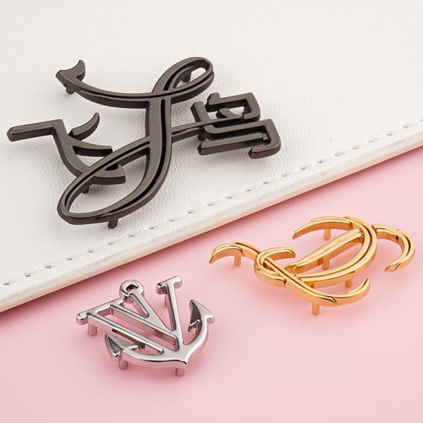 Prevent Fade Surface Metal Logo for Hand Bag Hardware Accessories Custom Anchor Shape