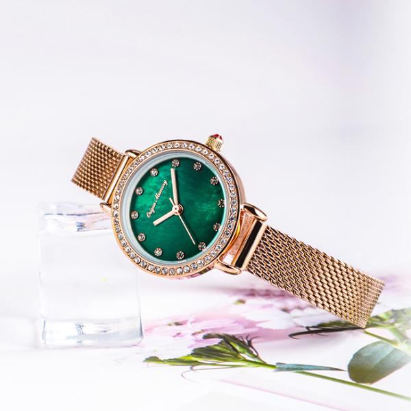 Round Japan Movt Gold Watch 32mm Mesh Belt Waterproof Quartz