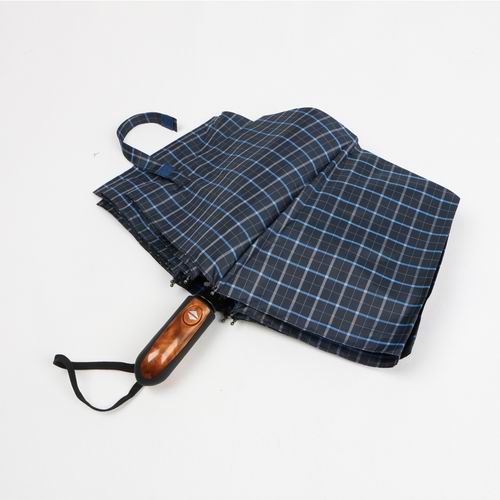 Fully Auto 3 Compact Golf Umbrella , 27 Inches Mens Golf Umbrella Blue Plaid Canopy