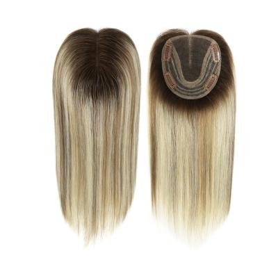 100% Remy Hair human Hair Brazilian 12 inch hair double lace in middle with wefts back for hair topper for women