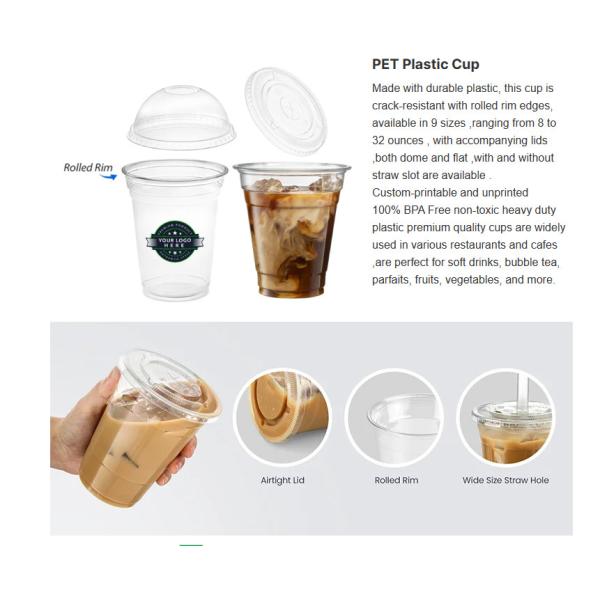 Wholesale 95mm Clear Plastic Cups PET Disposable Drinking Cups For Ice Coffee Juice Boba Точные пластиковые чашки для кофе