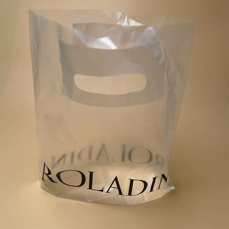 Custom Logo Clear Die Cut Plastic Shopping Bags Patch Reinforced For Clothing Boutique Packaging