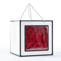 Outras bolsas de papel quadrados de arte de presente com janela de plástico PVC e design personalizado