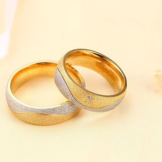 Diamond Shape Galaxy Stainless Steel Rings Silver 18K Gold Plated Two Tone Sandblasted