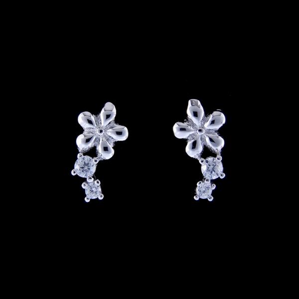 Cat Silver 925 Stud Earrings With CZ Very Cute And Smile Face Lovely