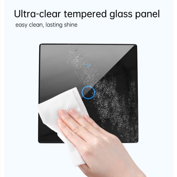 Tempered Glass Panel Wifi Enabled Zigbee Touch Switch Alexa Zigbee Touch Switch 240V