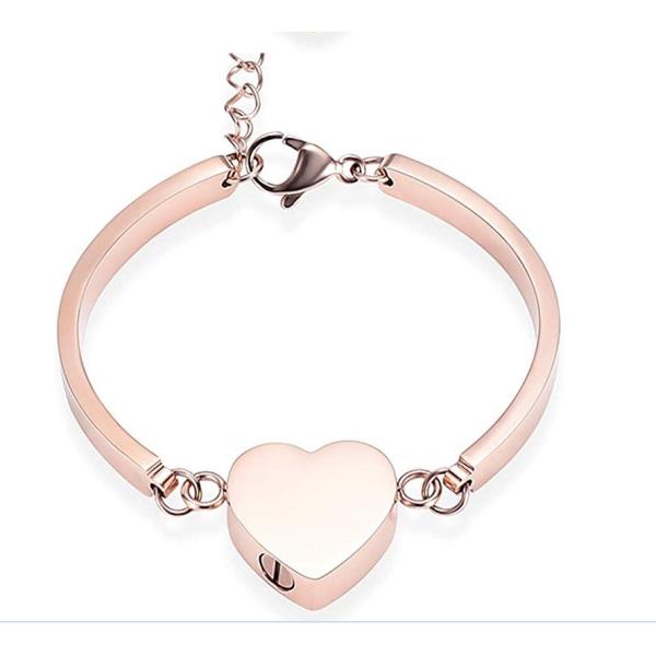 Adjustable Memorial Cremation Bracelet Rainbow Heart Urn Bangle For Ashes Keepsake