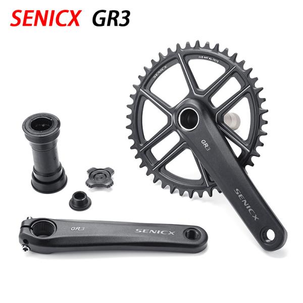 Crankset de bicicleta de cascalho leve eixo 24mm 165/170/175 42/44T Chainring Crank 10/11/12s