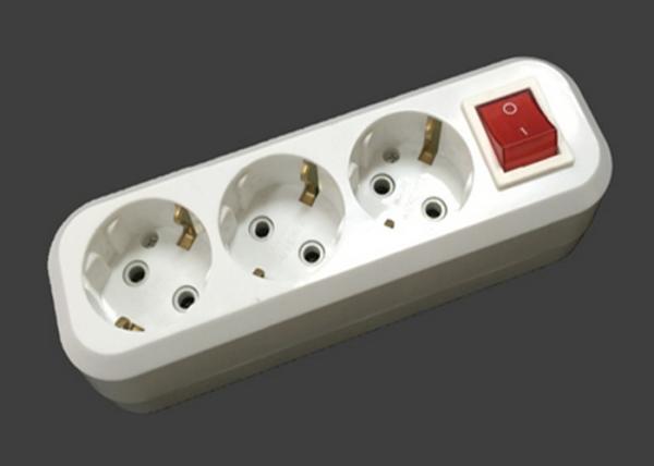 3500W 220V - 250V Electric Extension Cord 3 Outlets ABS Material With Switch