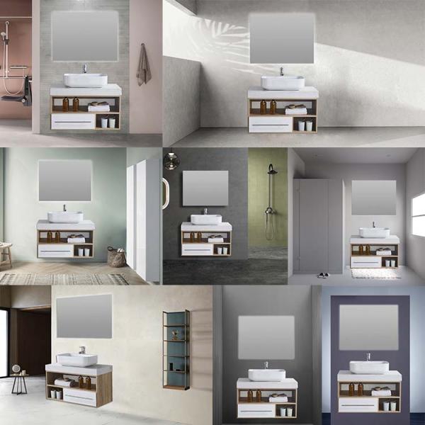Premium Bathroom Cabinet Set PVC Surface With Vanities Eco Friendly